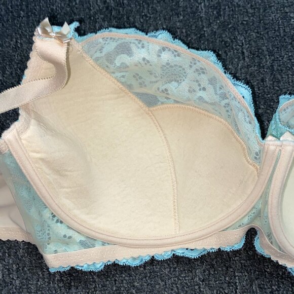 38H*DLV*Lacy Blue-Green/Beige Balconette Lightly Lined Bra - Picture 5 of 8